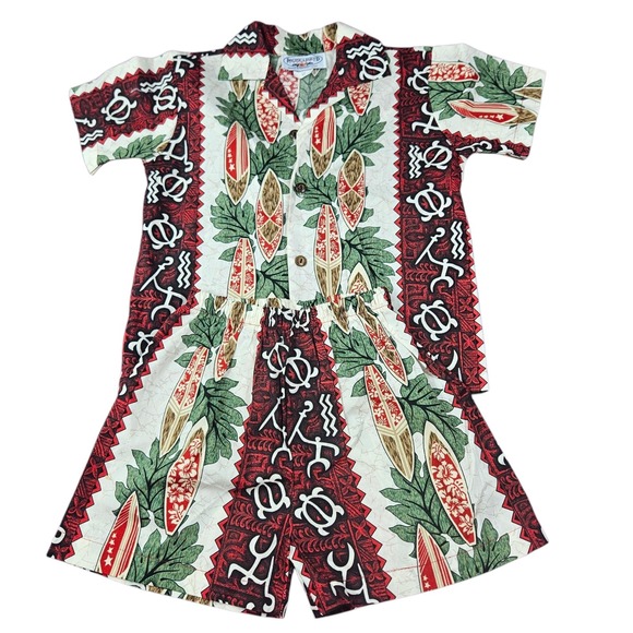 Pacific Legend Other - Pacific Legend Hawaiian Top Bottom Boys 6T Shirt Short Set Beach Surf Aztec Palm